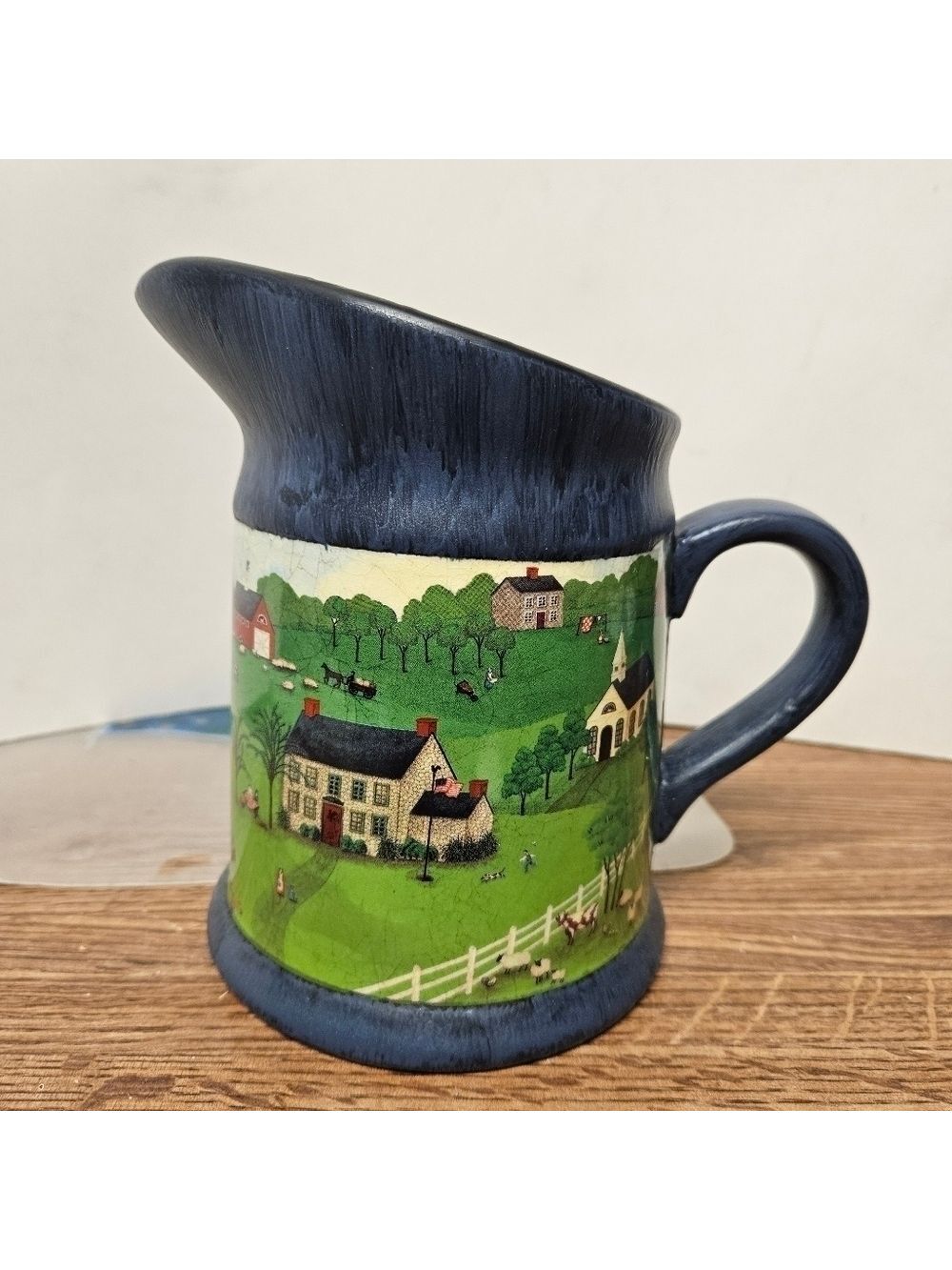 Vintage Hallmark Valerie Pillow Handpainted American Rural Scene Pitcher